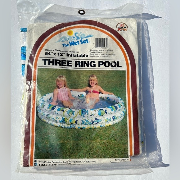 Vintage 1983 Intex The Wet Set Fish 3-Ring Pool.  54” x 12” #59431 NEW Sealed - Picture 3 of 6